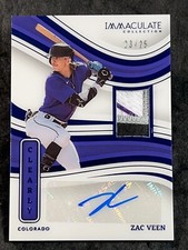 2023 Panini Immaculate 3 COLOR PATCH AUTO PROSPECT ROOKIE Zac Veen 23/25