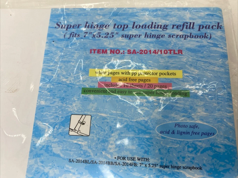 Scrapbook Super Hinge Refill Pack Fits Strap Album 10 Sheet 7"x5.25" White NEW — 第 2/3 张图片