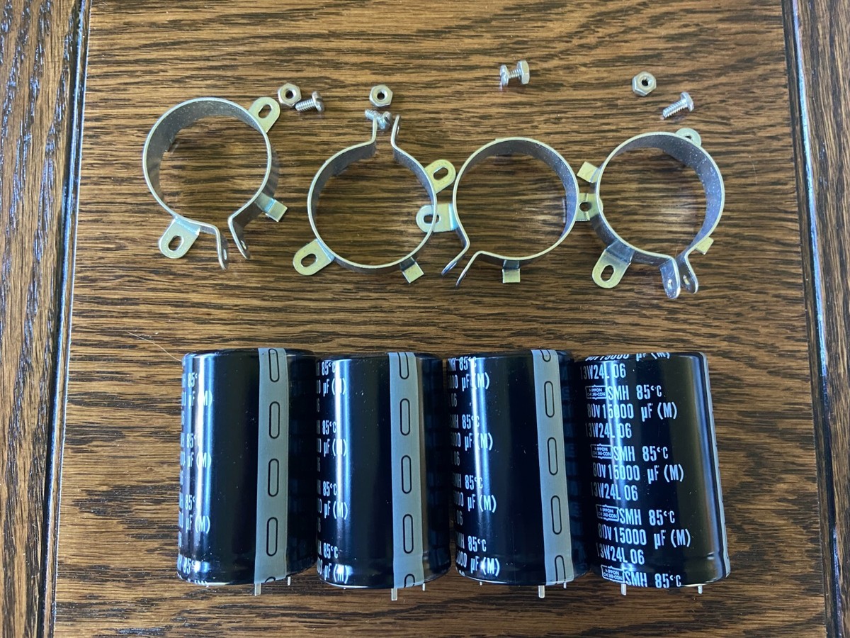 4 Replacement Main Filter Capacitors & Clamps for Sansui G-9000 DB