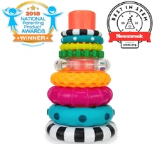 Sassy Stacks of Circles Stacking Ring STEM Learning Toy, Age 6+ Months,