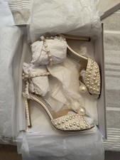 Jimmy Choo "Sacora" 100 Ivory Pearl Heels Bridal Shoes Size Uk 5 Eu 38
