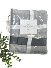 Pottery Barn Gray Linen Silk Bed Skirt Queen 14 Inch Drop Foundations Sealed New
