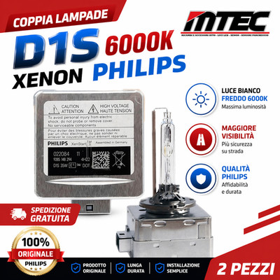 2x Philips D1S Pair of Xenon Hid Lamps 35W Ice White Dimmable 6000k