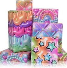 3D Effect Wrapping Paper for Birthday and Holiday - 8 Sheets With Stereoscopic D