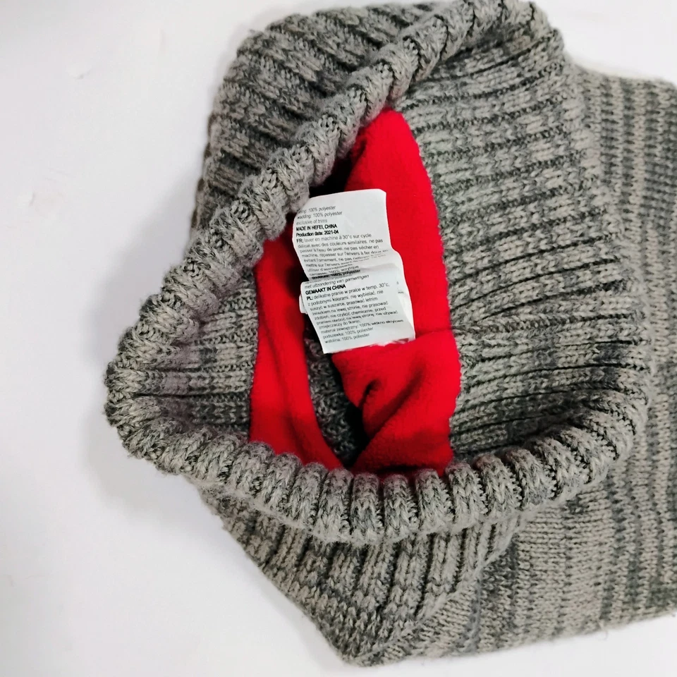 ¿Oso Mountain Warehouse? Máscara Invierno Sombrero Gris Niño Tejido Polar Forrado Orejas Cara Foto 4 de 4