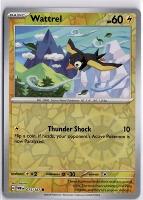 Pokémon TCG Wattrel Scarlet & Violet Twilight Masquerade 075/167 Reverse Holo