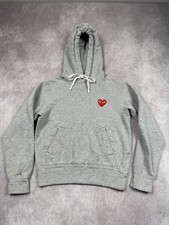 Comme des Gar ons Play Hoodie Youth/Kids XS Gray Heart Pullover Sweatshirt CDG