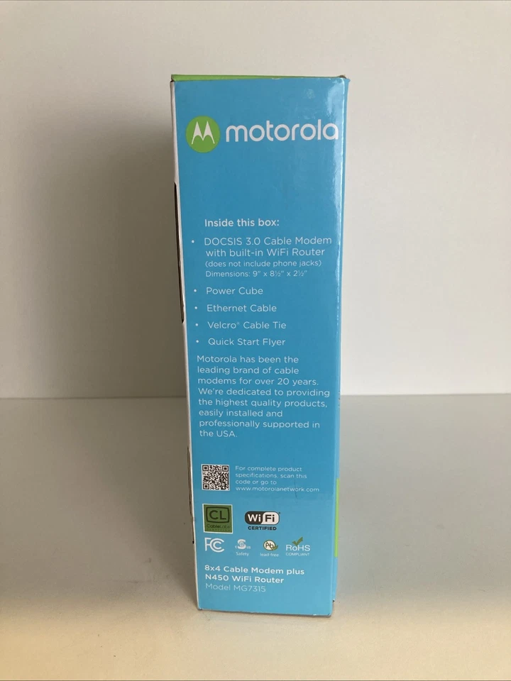 MOTOROLA MG7315 8X4 CABLE MODEM PLUS N450 WIFI ROUTER 343 MBPS BLACK TESTED VGC! - Image 2 of 4