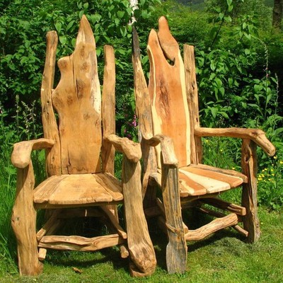 Rustic Wooden Throne Chairs – Handcrafted Driftwood Design for Gardens or  Storyt UK