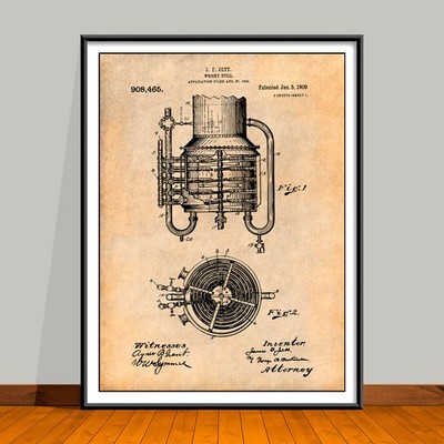 1906 Whiskey Still Patent Print - Unframed