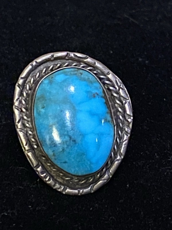 VTG Navajo Pawn Sterling Silver Natural Turquoise Ring Sz 6 Western Boho Indie