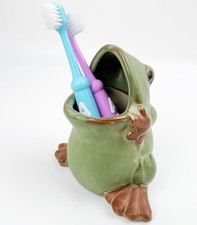 Kids Frogs Toothbrush Holder for Bathroom - Ceramic Animal Tooth Brush Holder...