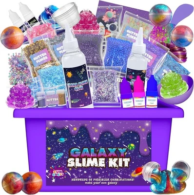 FUNEWEST Galaxy Schleim Set DIY Slime Kinder Weihnachten Geburtstag Mädchen 6-12 Jahre