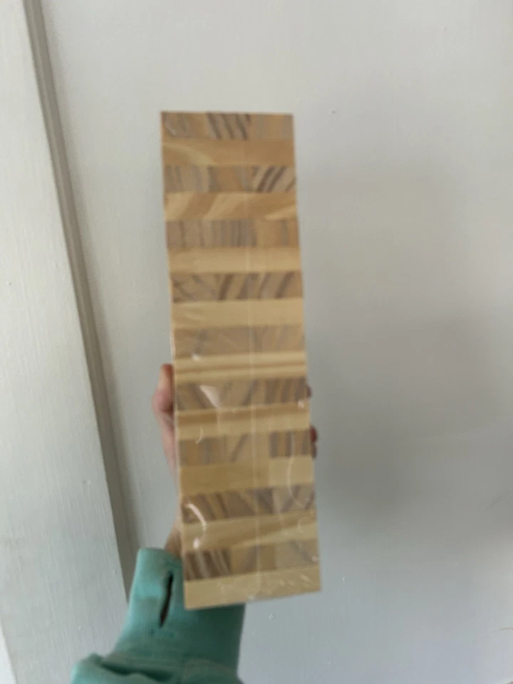 Wooden Balance Tower Puzzle New Wrapped 10" tall 3" x 3" pull out pieces tumble - Image 3 of 4