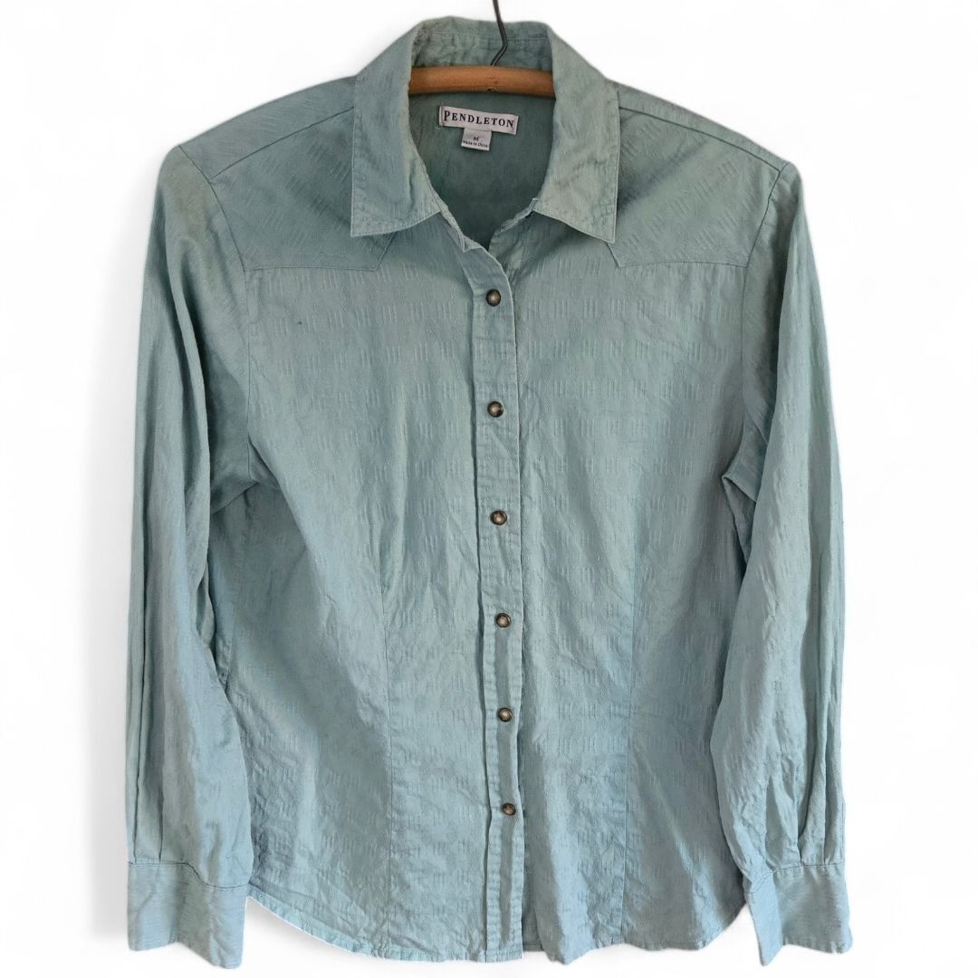 Pendleton Sage Green Western Snap Front Shirt M 1… - image 1
