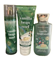 3 Bath Body Works VANILLA BEAN NOEL Mist, Cream Shower Gel 8 fl oz Each