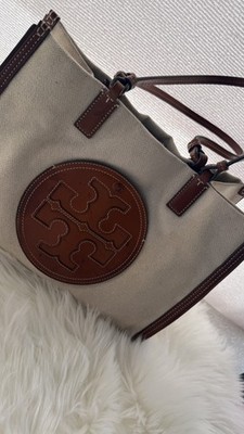 TORY BURCH ELLA CANVAS & LEATHER TOTE BAG 