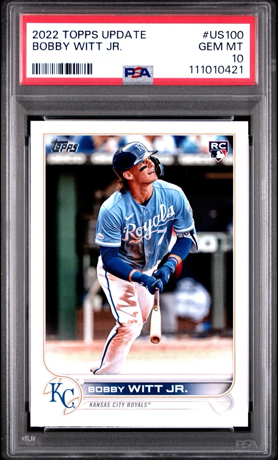 2022 Topps Update #US100 Bobby Witt Jr. (RC) PSA 10 Gem Mint
