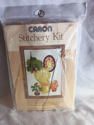 Caron Stitchery Kit ''Fern And Wicker Chair ''5x7 NIP VTG