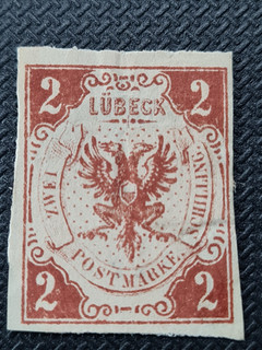 Schöne uralte Klassik Briefmarke weltweit aus Lübeck Altdeutschland