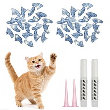 Cat Nail Caps, Cat Claw Covers with Adhesive Glue (40 Pcs, M, Crystal Lake Blue)