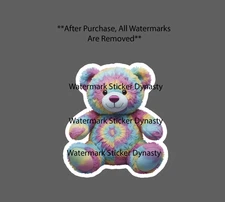 Teddy Bear Sticker Waterproof Decal Tie Dye Plush Animal Toy Cute Gift NEW