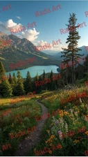 Digital Art Ai For Frame Background Wallpaper Desktop Flower Sky Mountains Photo