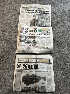 Heber Springs AR Swinging Bridge Collapsed Disaster 1989 Newspaper Lot Of 3