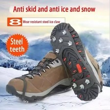 8 Teeth Ice Gripper Spikes Anti-Slip Winter Shoe Cover Cleats Hiking Climbing