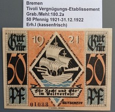 Bremen Tivoli Vergn&uuml;gungs-Etablissement Grab./Mehl:180.2a 50 Pfennig 1921-31.12.
