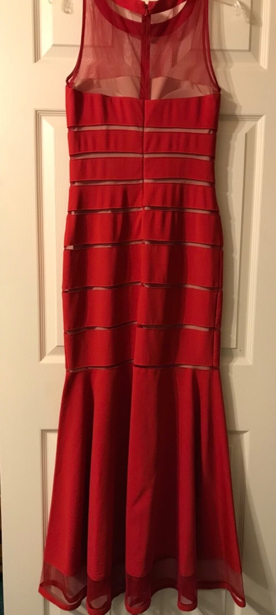 js collections red dress JS Collections Womens Red Embroidered Mesh Lace Blouson Cocktail Dress $315