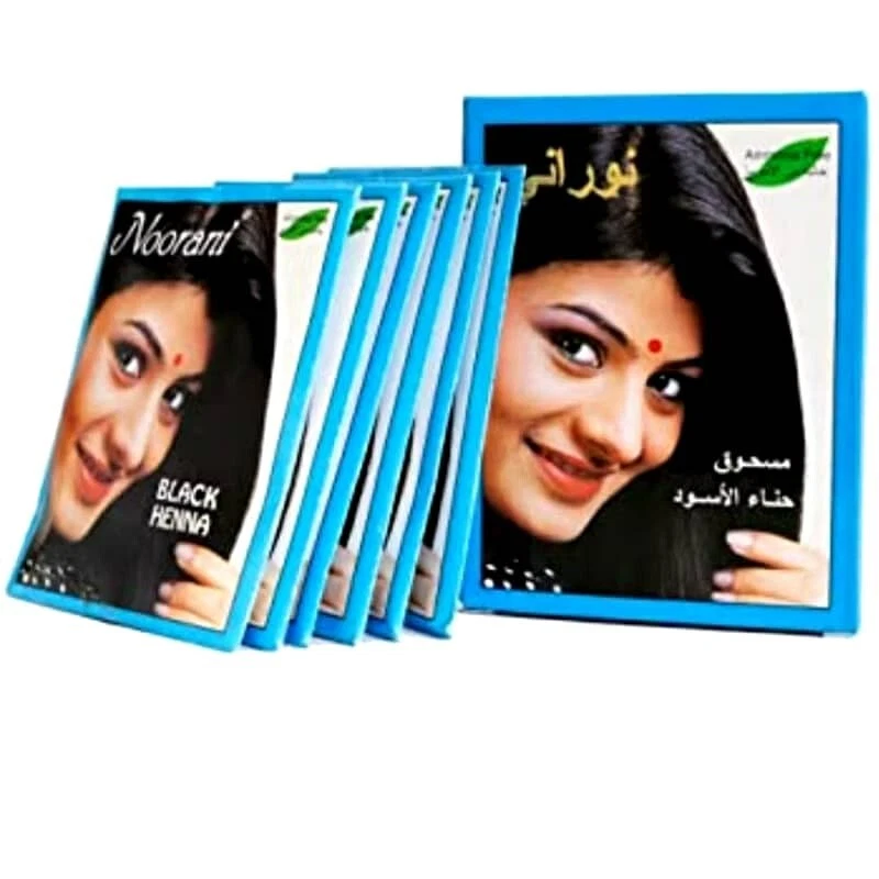 Color de pelo Noorani Hennai años 6 x 10 g color negro (1 caja) SIN AMONÍACO Foto 3 de 3