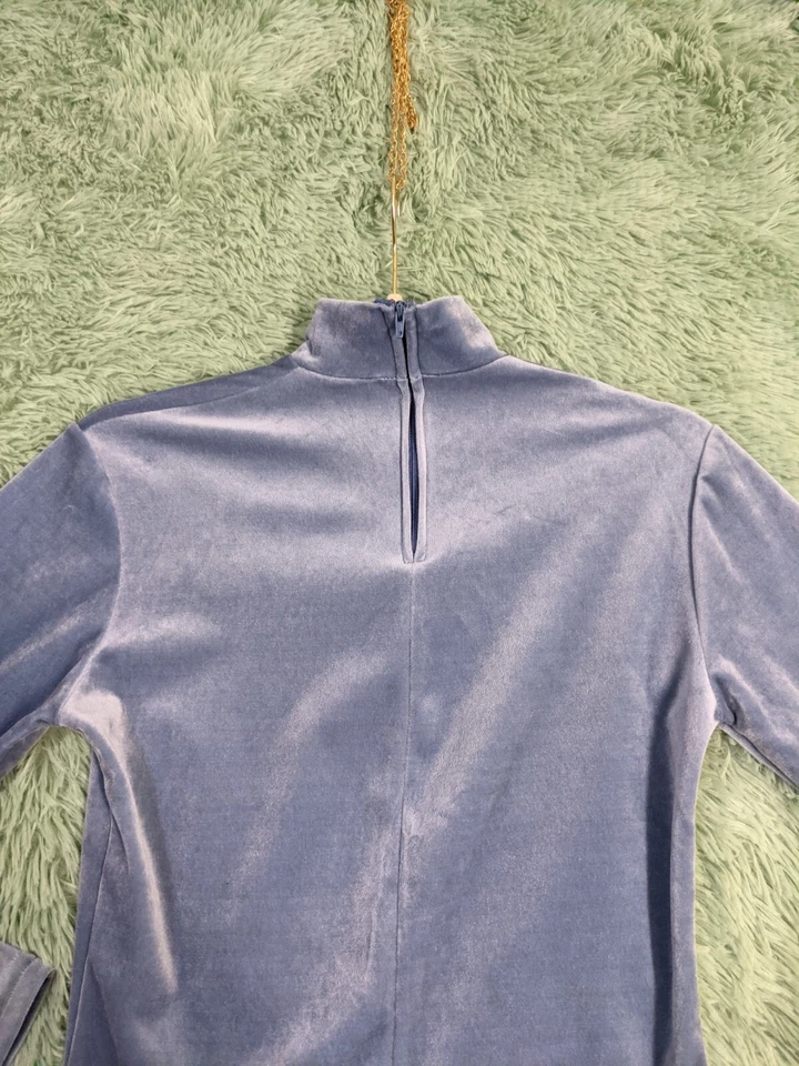 Sudadera Mujer TALLA PEQUEÑA Terciopelo Azul Claro Cuello Alto 1/4 Cremallera  Foto 2 de 4