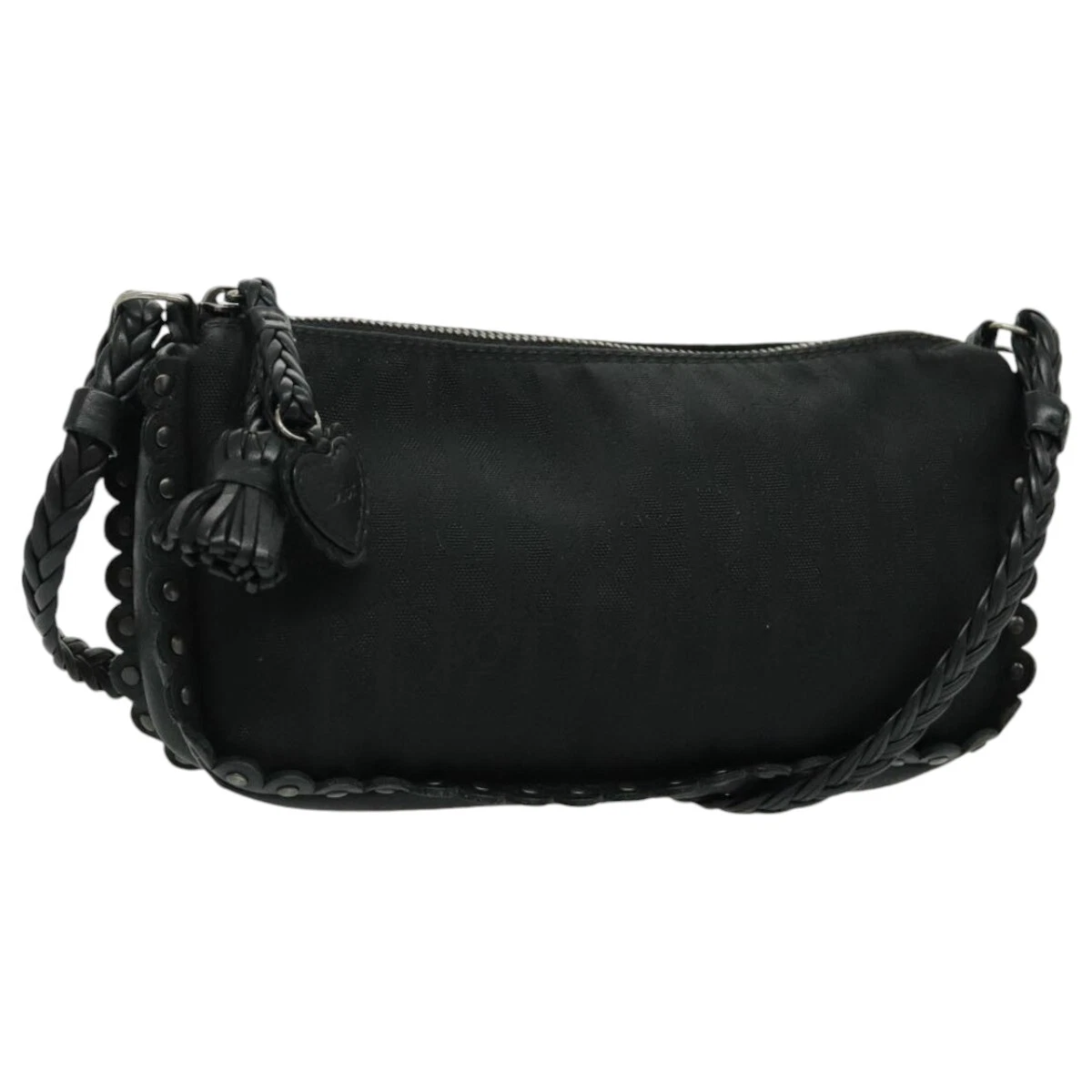 Sac bandoulière Christian Dior trotteur toile noir argent authentique 94197