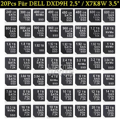 20 Piece Capacity Sticker For DELL DXD9H X7K8W 14gen hard disk tray Caddy