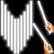 10 Pcs Jumbo Glow Sticks Available in 14 or 16 Inch Survival Kit (White,14 Inch)