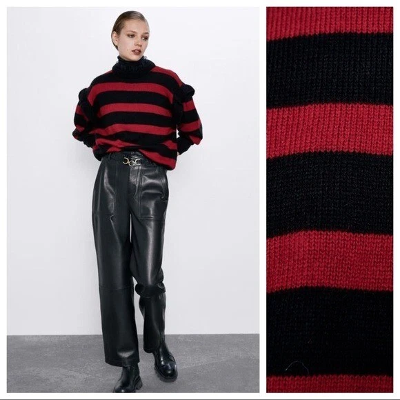 NWT. Zara Striped Mohair Knit Sweater. Size M.