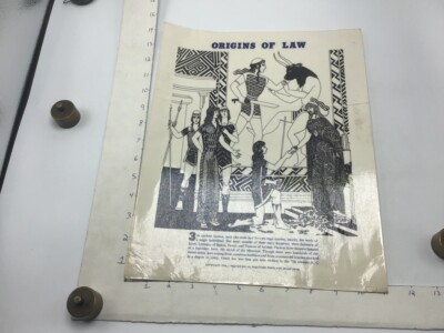 Original 1974 Poster: ORIGINS OF LAW - ANCIENT GREECE - by J Weston Walch 11x14''