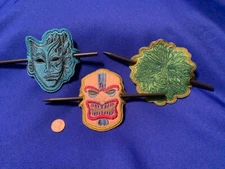 Lot 3 Hair  Stick Barrettes DRAMA Mask TREE Man TIKI Man women  girls Free ship