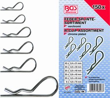 150 tlg. Feder Splinte Sicherungssplinte Sicherungsstifte Sort. 31-75mm-L B8043