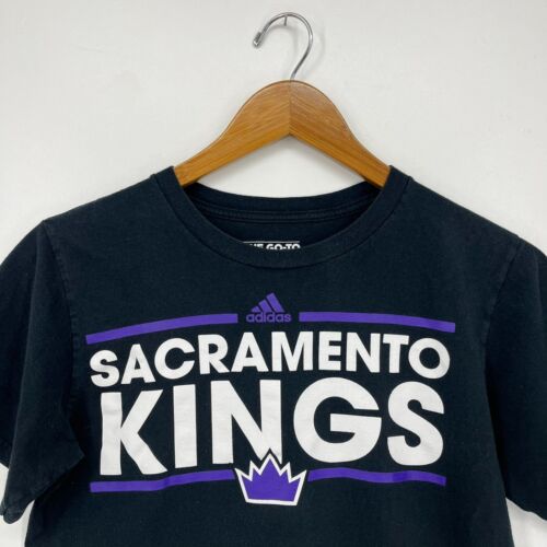 Adidas Sacramento Kings T-Shirt Men's Size S Black NBA Basketball Crew Neck - Picture 2 of 8