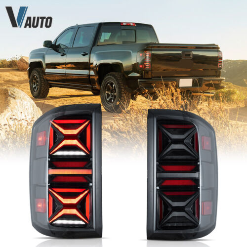 For 2014-2018 Chevy Silverado 1500 Full LED Smoked Tail Lights Rear Brake Lamps - Picture 15 of 15