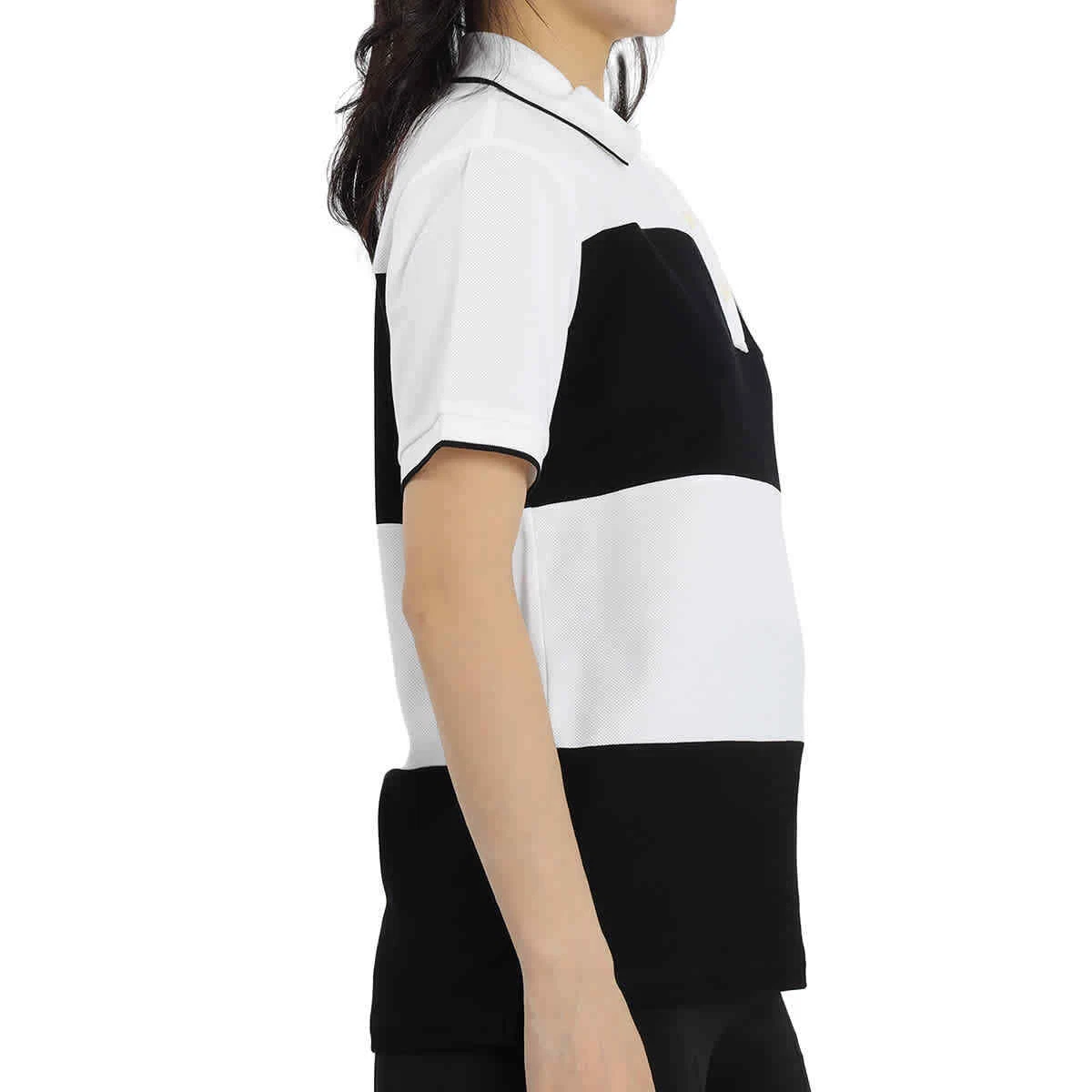 Burberry Logo Graphic Applique Cotton Polo Black
