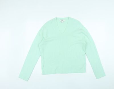 Marks and Spencer Damen Pullover Grün V-Ausschnitt Viskosemischung Größe S