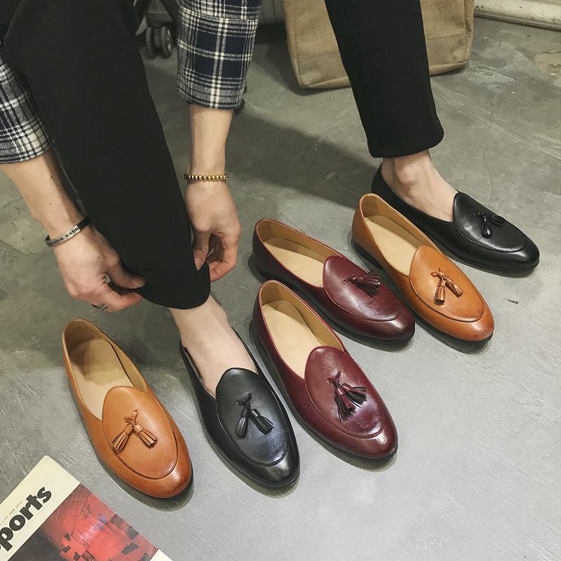 Loafers Men Flat Fashion Wedding Party Fringe Gomminos Slip On Retro Dress Shoes-image
