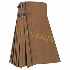 Solid Brown 8-yard Scottish Handmade Traditional Tartan Kilt For Men Custom Kilt