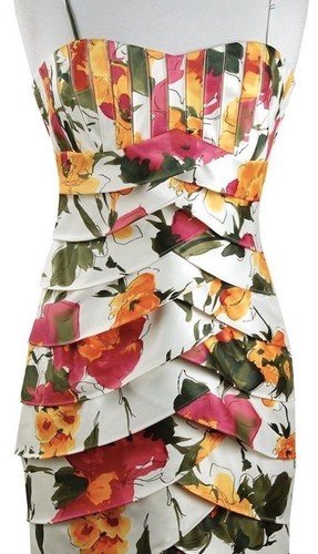 JS Collections Shutter Pleats Sweetheart Neckline Floral dress 14  628709841573 | eBay