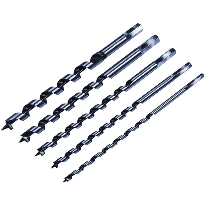 5 PIECE AUGER BIT SET LONG HEX SHANK WOOD DRILL BITS 6 8 10 12 14mm 230mm TOOL