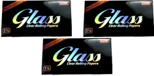 3x Glass  Rolling Papers All Natural 1 1/4 1.25 Clear per Pack Price USA Shipped