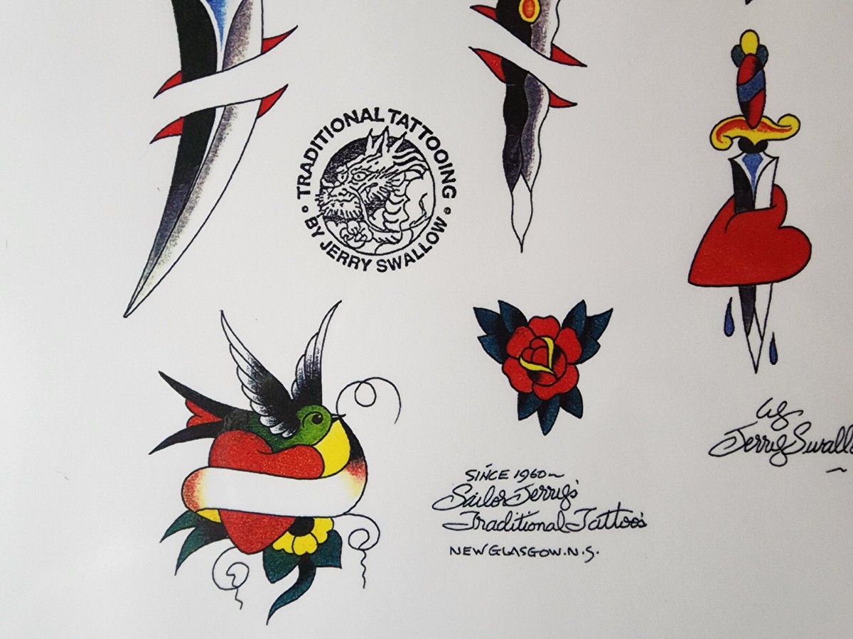 Sailor Jerry Swallow Traditional Vintage Style Tattoo Flash